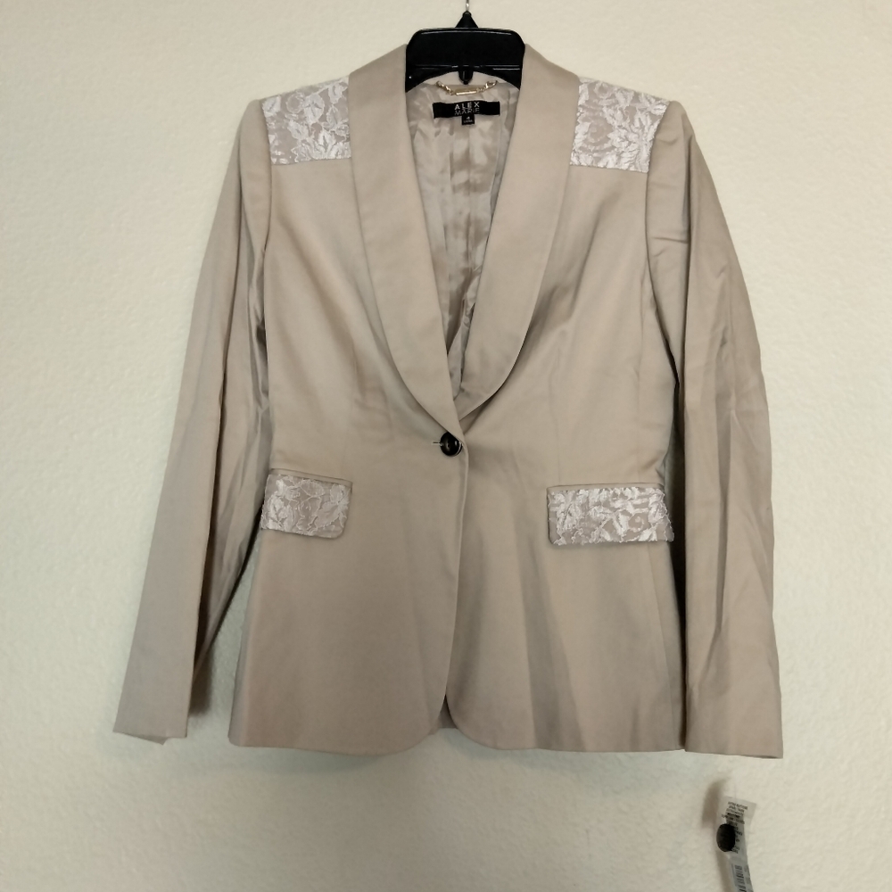 Alex Marie Beige Blazer with Lace Details